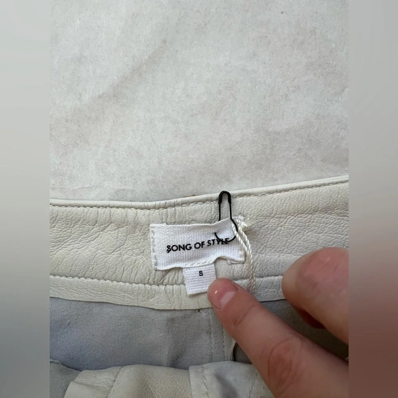 Song of Style Vianka Leather Mini Skirt Brown & Ivory White Patchwork S $298 - Picture 8 of 9